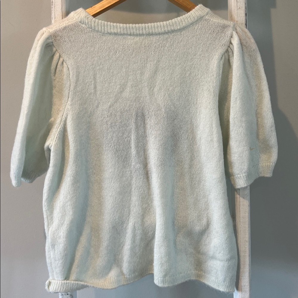 Anthropologie Maeve medium Short-Sleeve Crew Sweater with Black Heart - Picture 7 of 8